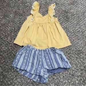Tommy Bahama 18 month Yellow Ruffle Top and Blue Striped Shorts Set
